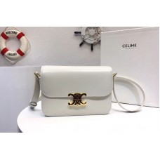 Celine Medium Triomphe Bags White Shiny Calfskin