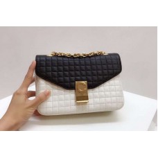 Celine Quilted Calfskin Medium C Bag Black&White Celine Quilted Calfskin Medium C Bag Black&White