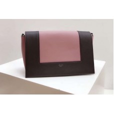 Celine Medium Frame Shoulder Bag Smooth Calfskin Leather Coffee/Pink Celine Medium Frame Shoulder Bag Smooth Calfskin Leather Coffee/Pink