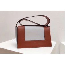Celine Medium Frame Shoulder Bag Smooth Calfskin Leather Brown/White Celine Medium Frame Shoulder Bag Smooth Calfskin Leather Brown/White