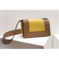 Celine Medium Frame Shoulder Bag Smooth Calfskin Leather Brown/Yellow Celine Medium Frame Shoulder Bag Smooth Calfskin Leather Brown/Yellow