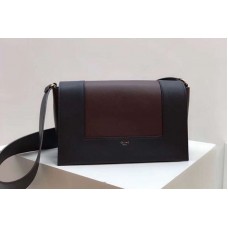 Celine Medium Frame Shoulder Bag Smooth Calfskin Leather Black/Wine Celine Medium Frame Shoulder Bag Smooth Calfskin Leather Black/Wine