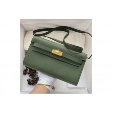 Hermes Kelly Classique To Go Woc Wallet In Green Epsom Leather With Gold Buckle Hermes Kelly Classique To Go Woc Wallet In Green Epsom Leather With Gold Buckle