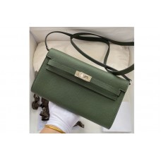 Hermes Kelly Classique To Go Woc Wallet In Green Epsom Leather With Silver Buckle Hermes Kelly Classique To Go Woc Wallet In Green Epsom Leather With Silver Buckle