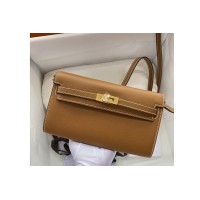 Hermes Kelly Classique To Go Woc Wallet In Brown Epsom Leather With Gold Buckle Hermes Kelly Classique To Go Woc Wallet In Brown Epsom Leather With Gold Buckle