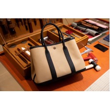 Hermes Garden Party in White/Black Canvas and Leather Hermes Garden Party in White/Black Canvas and Leather