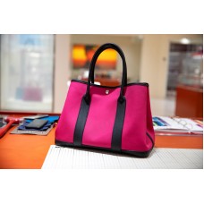 Hermes Garden Party in Pink/Black Canvas and Leather Hermes Garden Party in Pink/Black Canvas and Leather