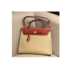 Hermes herbag zip in Red/yellow Officier canvas and Leather Hermes herbag zip in Red/yellow Officier canvas and Leather