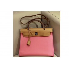 Hermes herbag zip in Brown/Light Pink Officier canvas and Leather Hermes herbag zip in Brown/Light Pink Officier canvas and Leather