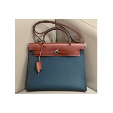 Hermes herbag zip in Brown/Blue Officier canvas and Leather Hermes herbag zip in Brown/Blue Officier canvas and Leather
