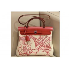 Hermes herbag zip in Red/Horse Officier canvas and Leather Hermes herbag zip in Red/Horse Officier canvas and Leather