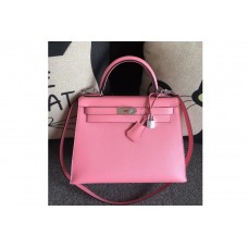 Hermes Kelly in Pink Epsom Leather With Silver Buckle Hermes Kelly in Pink Epsom Leather With Silver Buckle