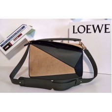 Loewe Puzzle Bags Original Calf Leather Green/Tan/Black Loewe Puzzle Bags Original Calf Leather Green/Tan/Black
