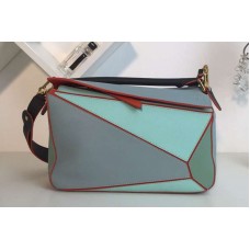 Loewe Puzzle Bags Original Calf Leather Green/Blue Loewe Puzzle Bags Original Calf Leather Green/Blue