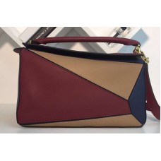 Loewe Puzzle Bags Original Calf Leather Red/Blue/Khaki Loewe Puzzle Bags Original Calf Leather Red/Blue/Khaki
