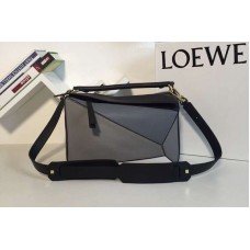 Loewe Puzzle Bags Original Calf Leather Black/Grey/Blue Loewe Puzzle Bags Original Calf Leather Black/Grey/Blue