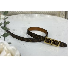 Louis Vuitton M0196U Dauphine 25mm Reversible belt in Monogram/Tan Brown With Gold Buckle