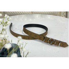 Louis Vuitton M0203U Dauphine 25mm Reversible belt in Monogram Reverse canvas/Black With Silver Buckle