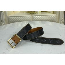 Louis Vuitton M0262V Reverso 40mm reversible belt in Monogram Eclipse and Khaki Green/Tan Brown With Gold Buckle