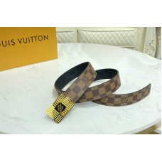 Louis Vuitton M0268U Damier Plate 35mm reversible belt in Damier Ebene/Black With Gold Buckle
