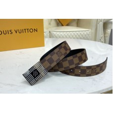 Louis Vuitton M0268U Damier Plate 35mm reversible belt in Damier Ebene/Black With Silver Buckle