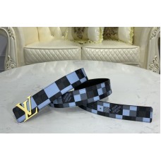 Louis Vuitton M0320U Initiales 40 MM reversible belt in Antarctica Silver Damier Graphite canvas and calf leather With Gold Buckle Louis Vuitton M0320U Initiales 40 MM reversible belt in Antarctica Silver Damier Graphite canvas and calf leather With Gold Buckle