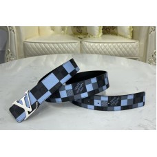 Louis Vuitton M0320U Initiales 40 MM reversible belt in Antarctica Silver Damier Graphite canvas and calf leather With Silver Louis Vuitton M0320U Initiales 40 MM reversible belt in Antarctica Silver Damier Graphite canvas and calf leather With Silver