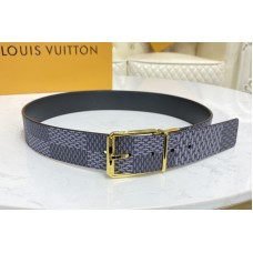 Louis Vuitton M0338S Damier Print 40mm belt in Damier Graphite canvas With Gold Buckle Louis Vuitton M0338S Damier Print 40mm belt in Damier Graphite canvas With Gold Buckle