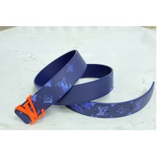 Louis Vuitton M0359V Shape 40mm reversible belt in Navy Blue Monogram canvas With Orange Buckle Louis Vuitton M0359V Shape 40mm reversible belt in Navy Blue Monogram canvas With Orange Buckle