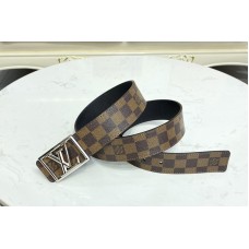 Louis Vuitton M0471V Pyramide Frame 40mm reversible belt in Damier Ebene Canvas/calf leather With Silver Buckle Louis Vuitton M0471V Pyramide Frame 40mm reversible belt in Damier Ebene Canvas/calf leather With Silver Buckle