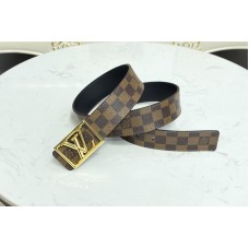 Louis Vuitton M0471V Pyramide Frame 40mm reversible belt in Damier Ebene Canvas/calf leather With Gold Buckle Louis Vuitton M0471V Pyramide Frame 40mm reversible belt in Damier Ebene Canvas/calf leather With Gold Buckle