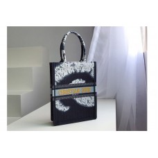 Dior Mertical Dior Book Tote Bag in Blue Multicolor Tie & Dior Embroidery with Metallic Thread Dior Mertical Dior Book Tote Bag in Blue Multicolor Tie & Dior Embroidery with Metallic Thread