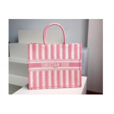 Christian Dior Mior book tote Bag in Pink D-Stripes Embroidery Christian Dior Mior book tote Bag in Pink D-Stripes Embroidery