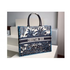 Christian Dior Mior book tote Bag in Blue Dior Palms Embroidery Christian Dior Mior book tote Bag in Blue Dior Palms Embroidery