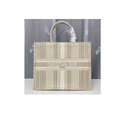 Christian Dior Mior book tote Bag in Beige Stripes Embroidery Christian Dior Mior book tote Bag in Beige Stripes Embroidery