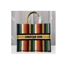 Christian Dior Mior book tote Bag in Multicolor D-Stripes Embroidery Christian Dior Mior book tote Bag in Multicolor D-Stripes Embroidery