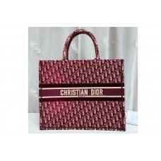 Christian Dior Mior book tote Bag in Burgundy Dior Oblique Embroidery Christian Dior Mior book tote Bag in Burgundy Dior Oblique Embroidery