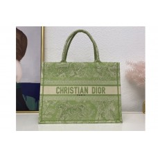 Christian Dior Mior book tote Bag in Green Toile de Jouy Reverse Embroidery Christian Dior Mior book tote Bag in Green Toile de Jouy Reverse Embroidery