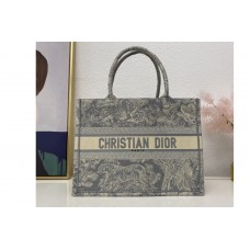 Christian Dior Mior book tote Bag in Gray Toile de Jouy Reverse Embroidery Christian Dior Mior book tote Bag in Gray Toile de Jouy Reverse Embroidery