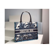 Christian Dior Mmall Dior Book Tote Bag in Blue Dior Palms Embroidery Christian Dior Mmall Dior Book Tote Bag in Blue Dior Palms Embroidery