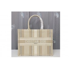 Christian Dior Mmall Dior Book Tote Bag in Beige Stripes Embroidery Christian Dior Mmall Dior Book Tote Bag in Beige Stripes Embroidery