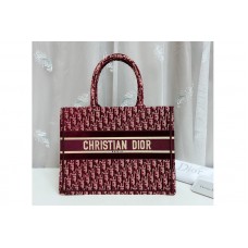 Christian Dior Mmall dior book tote Bag in Burgundy Dior Oblique Embroidery Christian Dior Mmall dior book tote Bag in Burgundy Dior Oblique Embroidery