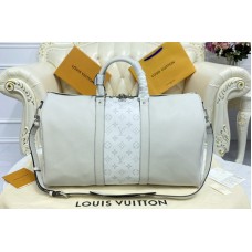 Louis Vuitton M30235 keepall bandouliere 45 Bag in White Monogram Eclipse Canvas