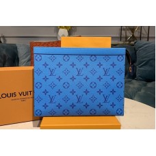 Louis Vuitton M30423 Pochette Voyage MM Bag in Blue Monogram Eclipse Canvas