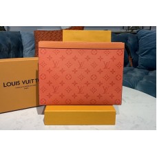 Louis Vuitton M30432 Pochette Voyage MM Bag in Orange Monogram Eclipse Canvas