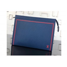 Louis Vuitton M30577 Pochette Voyage MM Bag in Blue Taiga Leather