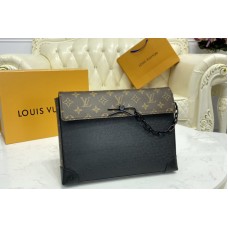 Louis Vuitton M30583 Pochette Voyage Steamer Bag in Black Taiga leather