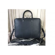 Louis Vuitton M30638 Porte-Documents Voyage PM Bags in Black Taiga Leather