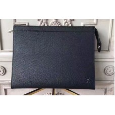 Louis Vuitton M30675 Pochette Voyage MM in Black Taiga Leather Louis Vuitton M30675 Pochette Voyage MM in Black Taiga Leather