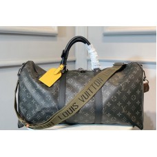 Louis Vuitton M40560 Keepall Bandoulière 50 Bag in Monogram Eclipse canvas Louis Vuitton M40560 Keepall Bandoulière 50 Bag in Monogram Eclipse canvas